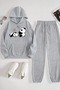Unisex Panda Printed Tracksuit Set - Hooded Sweatshirt & Jogger Sweatpants