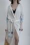 Hooded Long Pareo Belted Beachwear Peshtemal Seashell Patterned Beach Bathrobe 1 Piece - 7