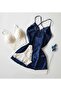 Navy Blue 6-Piece Suit Set with Satin Dressing Gowns 5922 - 5