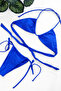 Women's Blue Side and Neck Tie Thong Triangle Bikini Swimsuit Set - 3
