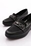 23072 Women's Wedge Heeled Shoes with Metal Accessories on the Front Black - 4