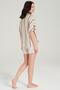 Women's Short Sleeve Front Buttoned Linen Coffee Shorts Set C0T3N0O5 - 5