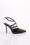 Women's Metal Spiked Heeled Evening Dress Shoes Black Patent Leather 564521085