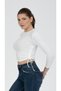 Of White Side Gathered Tied Knitted Crop Blouse (Narrow Fit) - 3