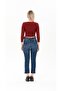Burgundy Side Gathered Tied Knitted Crop Blouse - 3