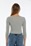 Gray Collar Detailed Blouse / Slim Fit - 7