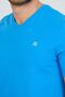 Blue V-Neck Cotton Slim Fit Men's Basic - 2