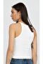 Off White Ribbed Halter Collar Knitted Crop Tank Top - 4