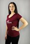 Pack of 2 Burgundy V-Neck Printed T-Shirts - 2