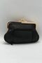 Clip-on Leather Black Women's Wallet