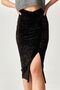 Black Velvet Slit Pencil Skirt - 6