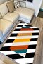 Cotton Series Decorative Woven Base Rug with Horizontal Stripes in Black, White and Multiple Tones - 3