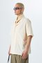 Natural Linen Shirt - Embroidery Detail, Pocketless, Oversize, Short Sleeve - 2