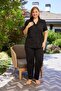 Large Size Women's Black Short Sleeve Cotton Front Buttoned Pajama Set - 4
