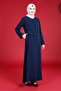 Navy Blue Ribbed Zippered Ferace - Eliz 3761 - 2