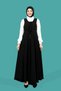 Black Sleeveless Hijab Dress and Blouse Set - Lace Detailed 4118