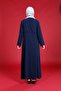 Navy Blue Ribbed Zippered Ferace - Eliz 3761 - 4