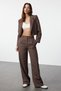 Mink High Waist Wide Leg Striped Woven Trousers Twoss22Pl0100 - 3