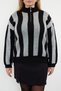 Black Gray Striped Zip Collar Knitwear Sweater Tbbaw25An00028 - 3