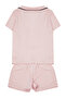 Pudra Kurdele/Fiyonk ve Biye Detaylı Viskon Şortlu Dokuma Pijama Takımı THMSS24PT00290 - 7