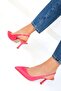 Fuchsia Satin Classic Women's Heeled Shoes - 19403 - 4
