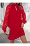 Women's Long Sleeve Tulle Detail Sandy Mini Length Dress