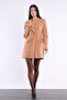 Long Gold Buttoned Camel Blazer Jacket