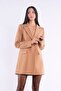 Long Gold Buttoned Camel Blazer Jacket - 3