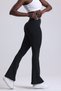 Black High Waist Lycra Women's Leggings Trousers - Flared Leg, Recovery Fabric