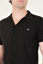 Black Men's Shirt - Collar Buttoned, Textured Combed Cotton - 6