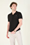 Black Men's Shirt - Collar Buttoned, Textured Combed Cotton - 2