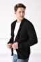 Men's Black Zippered Cotton Knitwear Cardigan