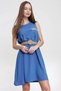 Women's Indiggo Blue Loose-Fitting A-Line Sleeveless Midi Dress / Short Sleeveless / Summer Dress 2887180 - 2