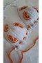 Orange and White Orange Figured Bikini Top - Hand-knitted Bustier - 2