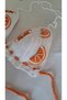 Orange and White Orange Figured Bikini Top - Hand-knitted Bustier - 3