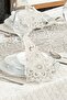 Velvet Luxury Tablecloth Set Lacy Laced 25 Pieces Date Cream - 5