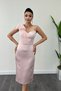 Satin strapless pencil dress with tulle detail - powder - 3