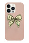 iPhone 14 Pro Compatible Money Ribbon Patterned Suede Silicone Launch Phone Case