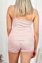 Women's Lace Detailed Shorts/Strap Top Polka Dot Pajama Set - 2