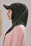 Women's Hijab with Hat, Practical Bonnet, Ready-To-Wear Shawl, Khaki - 3