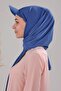 Women's Hijab with Hat, Practical Bonnet, Ready-To-Wear Shawl, Indigo - 3