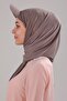 Women's Hijab with Hat, Practical Bonnet, Ready-To-Wear Shawl, Mink - 3