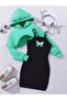 Child Butterfly Printed Dress & Cropped Sweatshirt 2-Piece Set