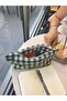 Dark Green Gingham Washable Zippered Single Eye Cloth Pen Holder Pencil Case Wallet Makeup Bag - 5