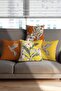 Gift with Hibiscus and Bird Pattern Orange Grey Yellow Colors Set of 4 Throw Pillow Pillowcases