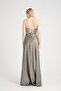 Rope Strap Satin Evening Dress - Flared with Top Pleat Detail - 6