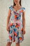 Women's Cross Collar Handkerchief Sleeve Digital Printed Midi Length Dress - 6