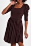 WOMEN'S SQUARE NECK BALLOON SLEEVE DRESS - 4