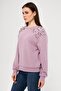 Women's Comfortable Fit Shoulders Pearl Button Detailed Sweatshirt - 5