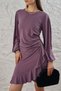 Women's Sandy Fabric Skirt Flounces Long Sleeve Dress